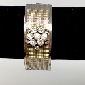 Estate Jewelry Rhinestone Cluster Hinged Bracelet
